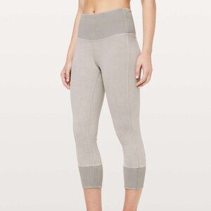 Lululemon Wunder Under Crop 23" Ribbed Size 2 Washed French Clay